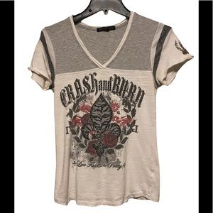 Crash & Burn Graphic Embellish ShortSleeveTee Fleu deLis Size S
